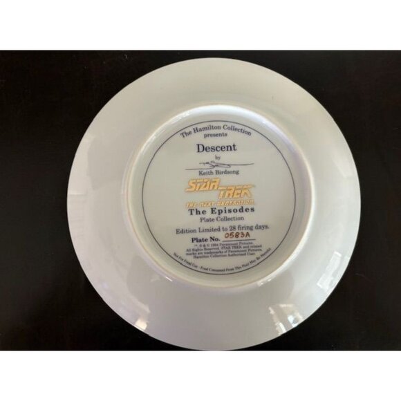 Star Trek The Next Generation Descent Collector Plate By Hamilton Collection Lim - Picture 2 of 2